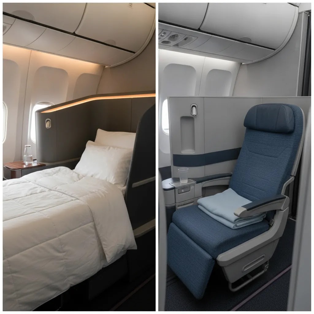 A330 business class comparison showing modern and older seat details
