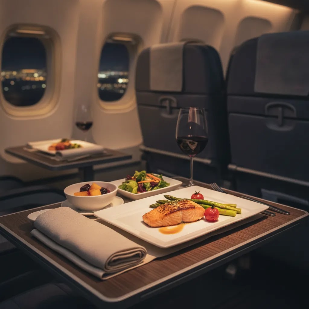 Air New Zealand premium economy review image of meal service and onboard amenities on an Auckland long-haul