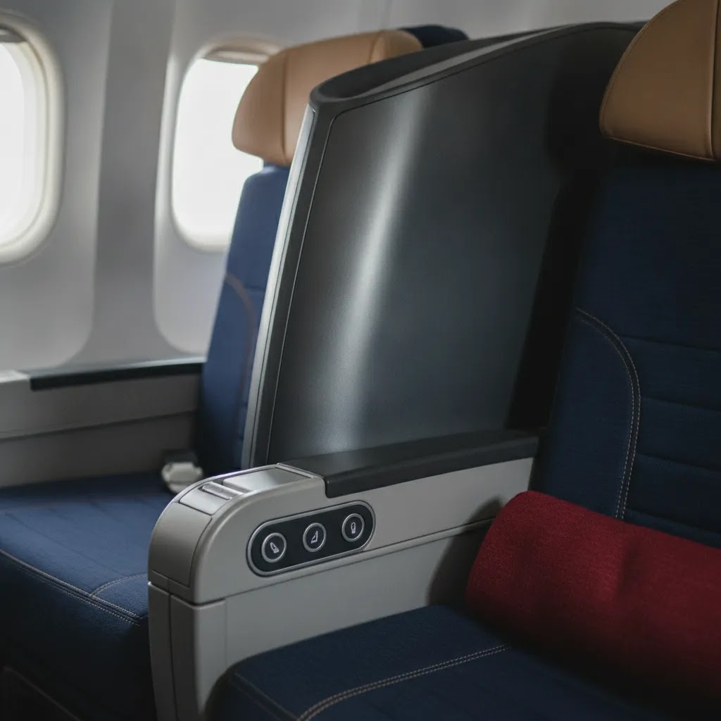 Air New Zealand premium economy review seat design detail illustrating the Spaceseat-style comfort focus