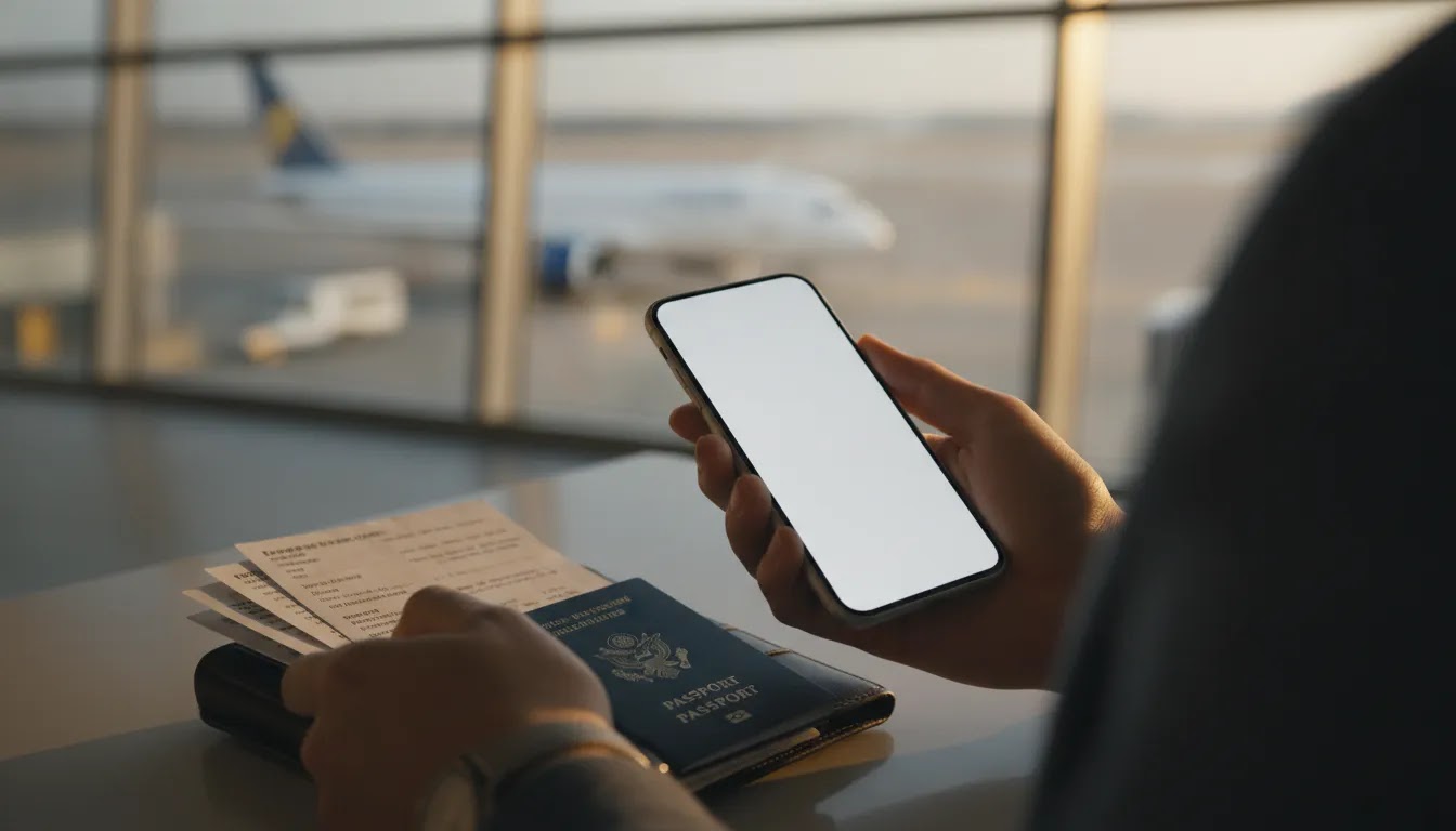 Best business class flight offers image showing airport gate planning and itinerary comparison