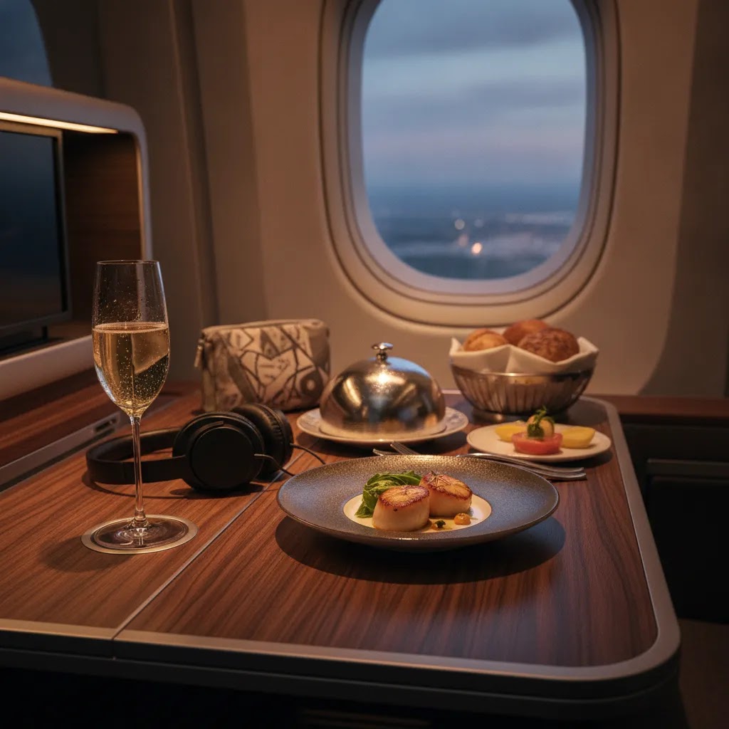 Best business class flights from Washington DC shown through premium cabin dining and comfort details