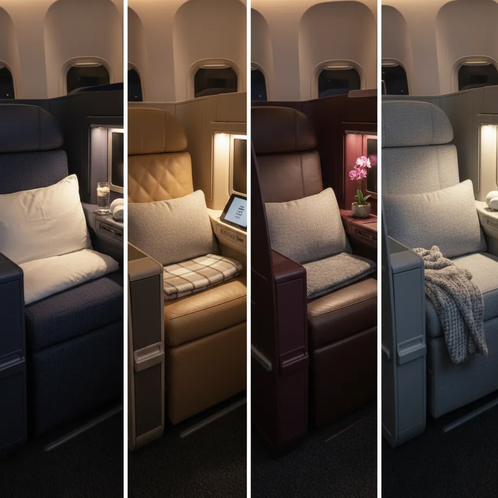 Best carriers for a business class flight to Hong Kong shown through premium cabin seat comparison