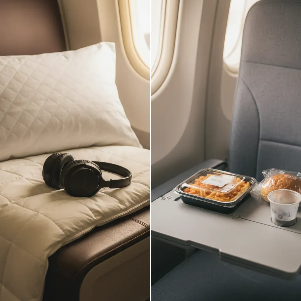 Business class flights to New York seat comparison showing lie-flat cabin privacy and comfort differences