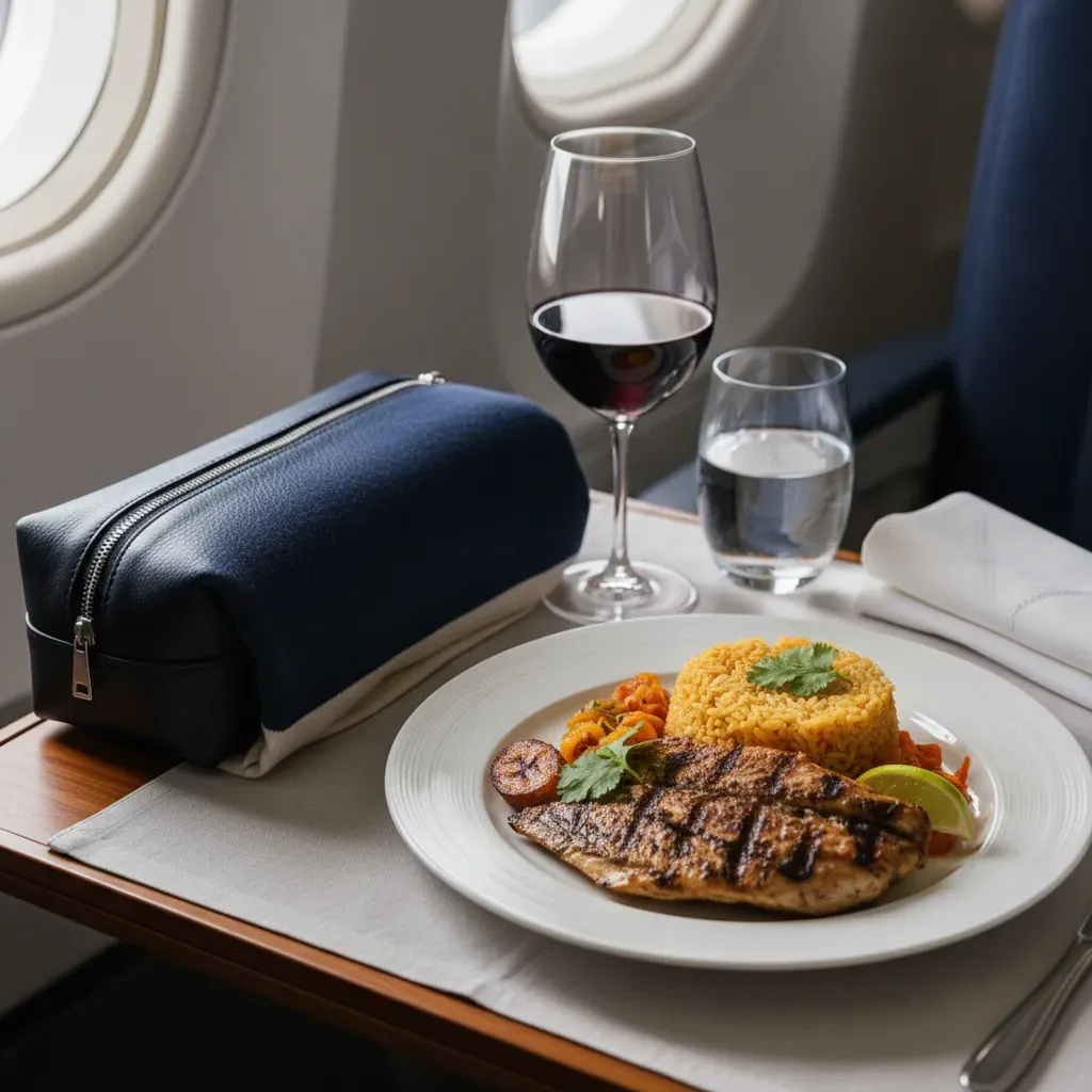 Business class flights to Nigeria with lie-flat seat lounge access and premium onboard service