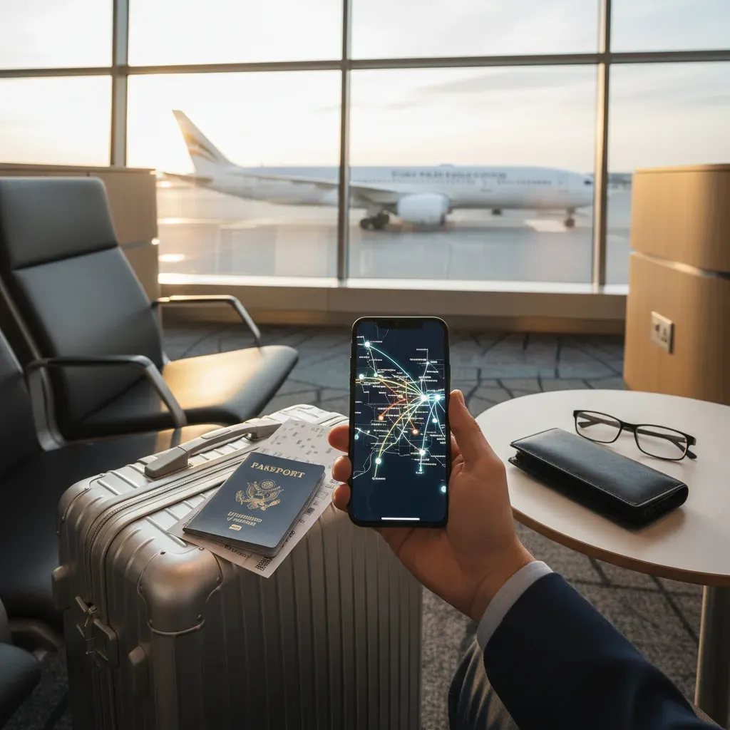Business class flights to Sydney from USA shown in a premium airport departure setting