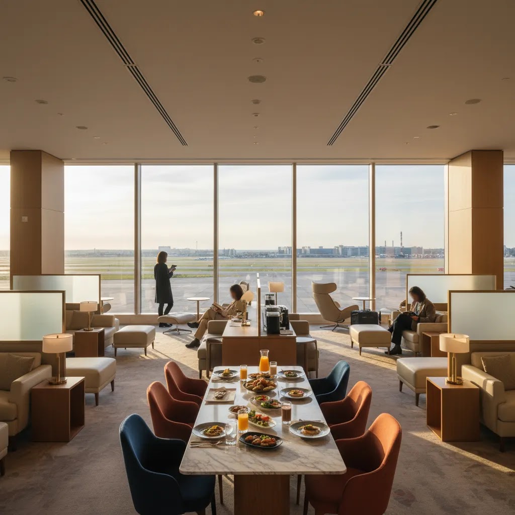 Premium lounge experience for business class flights to Morocco before departure