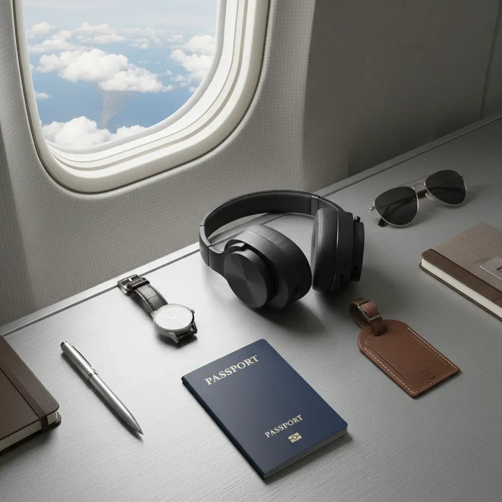 Cheap business class tickets south america social image with premium travel essentials and aircraft window light