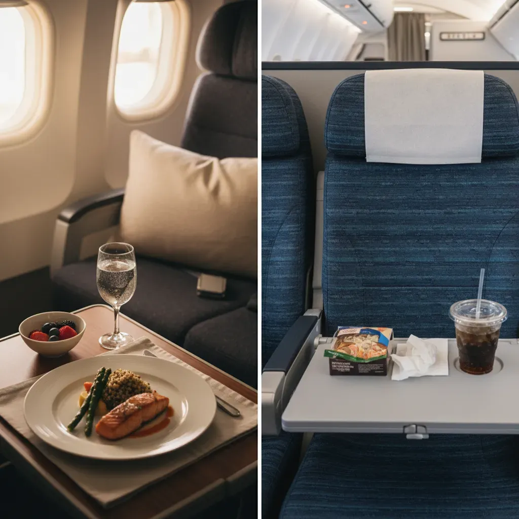 Comparison of United Airlines business class and Polaris style seating for premium travelers