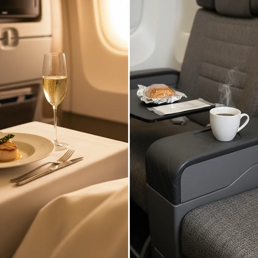 Delta One vs Delta First Class cabin layout comparison with recliner seats and private lie-flat business suites