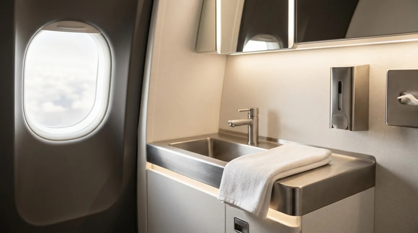 Premium aircraft washroom vanity detail