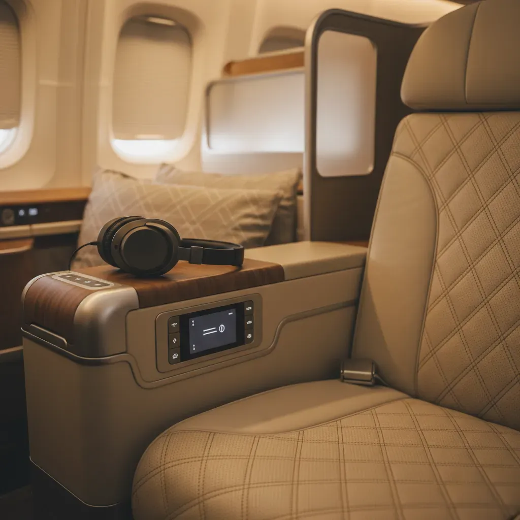 Emirates airlines first class dining service inside a private A380 suite