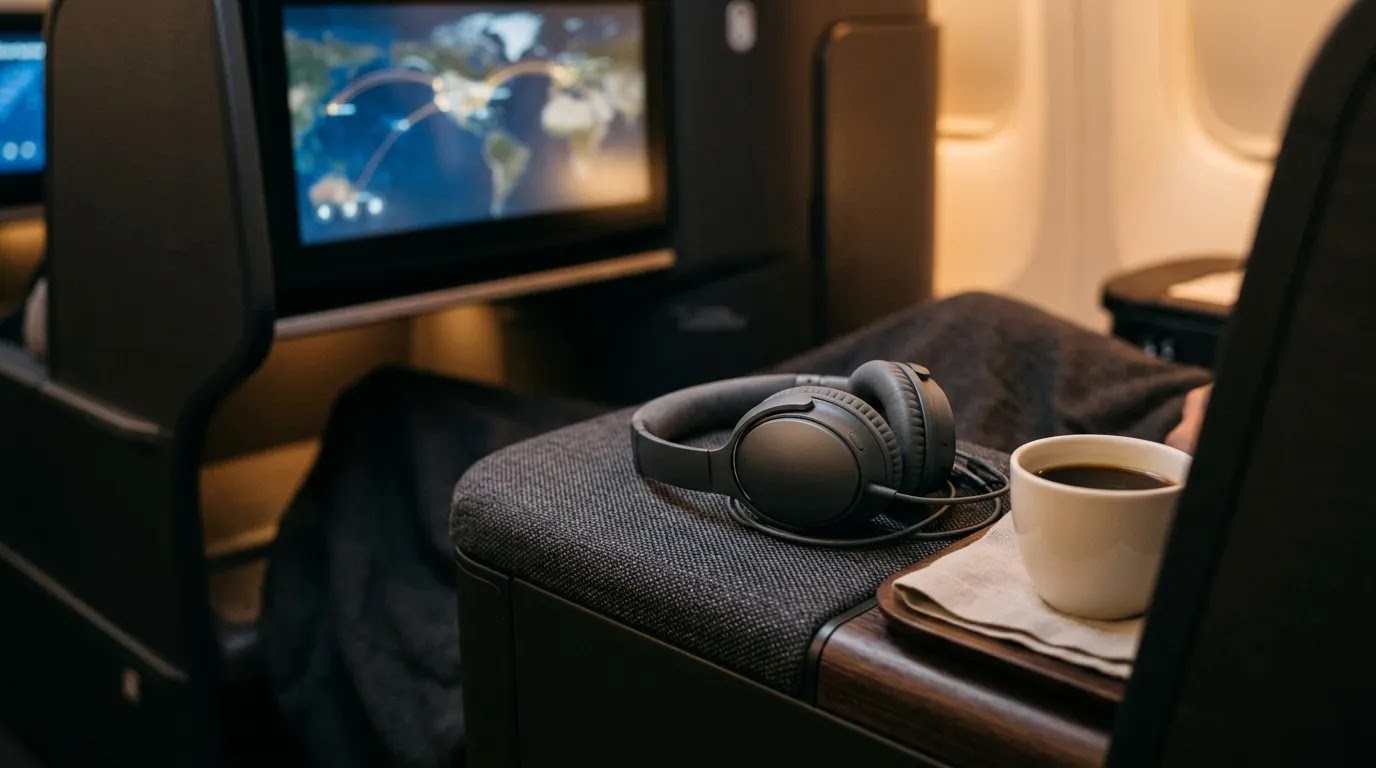 Emirates business class vs first class comparison showing refined lie-flat business travel comfort