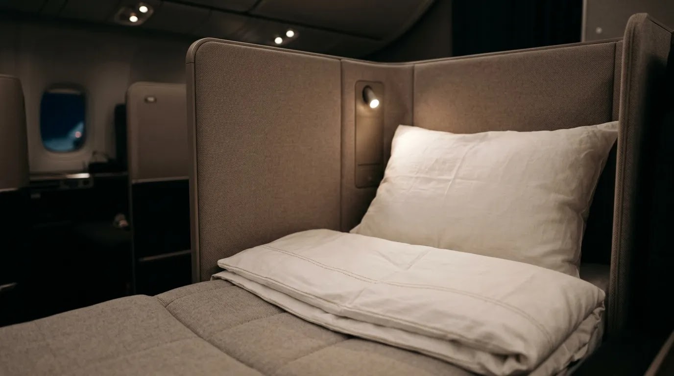 Emirates business class vs first class privacy and sleep comparison on overnight long-haul flights
