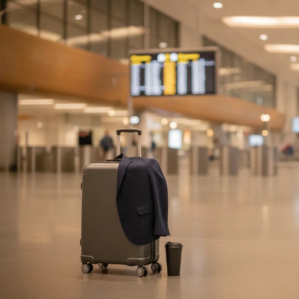 What is class Y on a flight and fare flexibility illustrated by a premium airport gate waiting scene