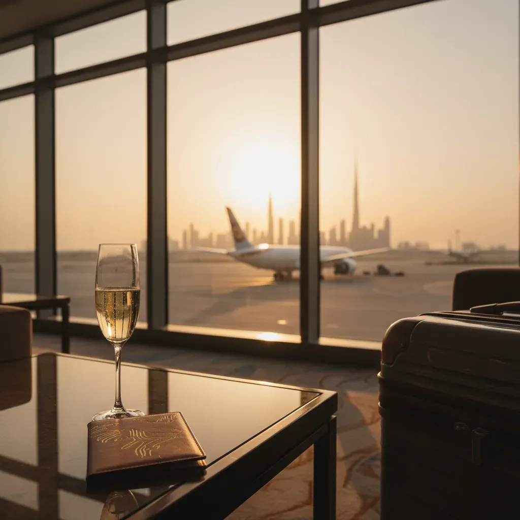 First class Emirates flight suite interior highlighting premium aircraft experience to Dubai