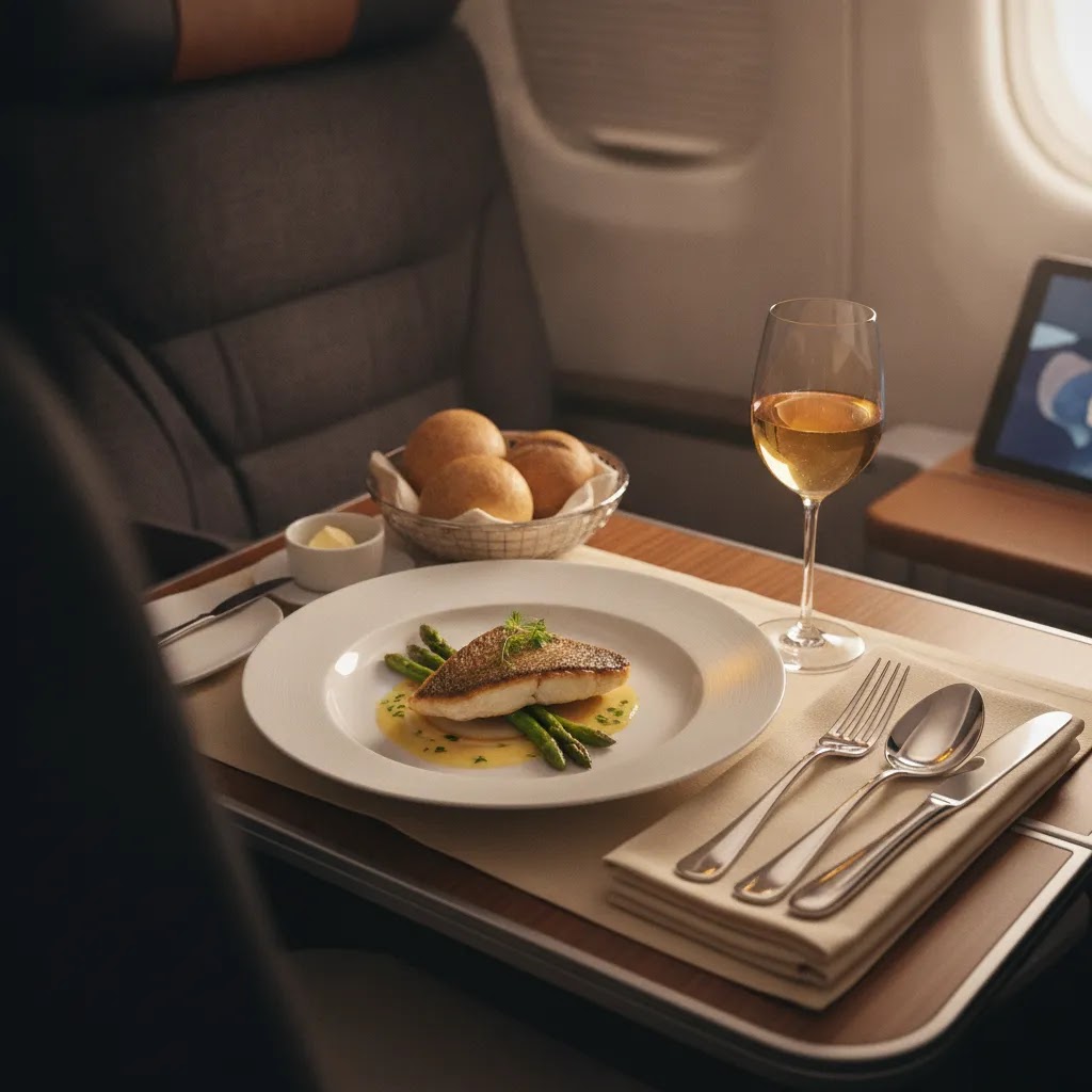 Premium onboard dining and tray table service