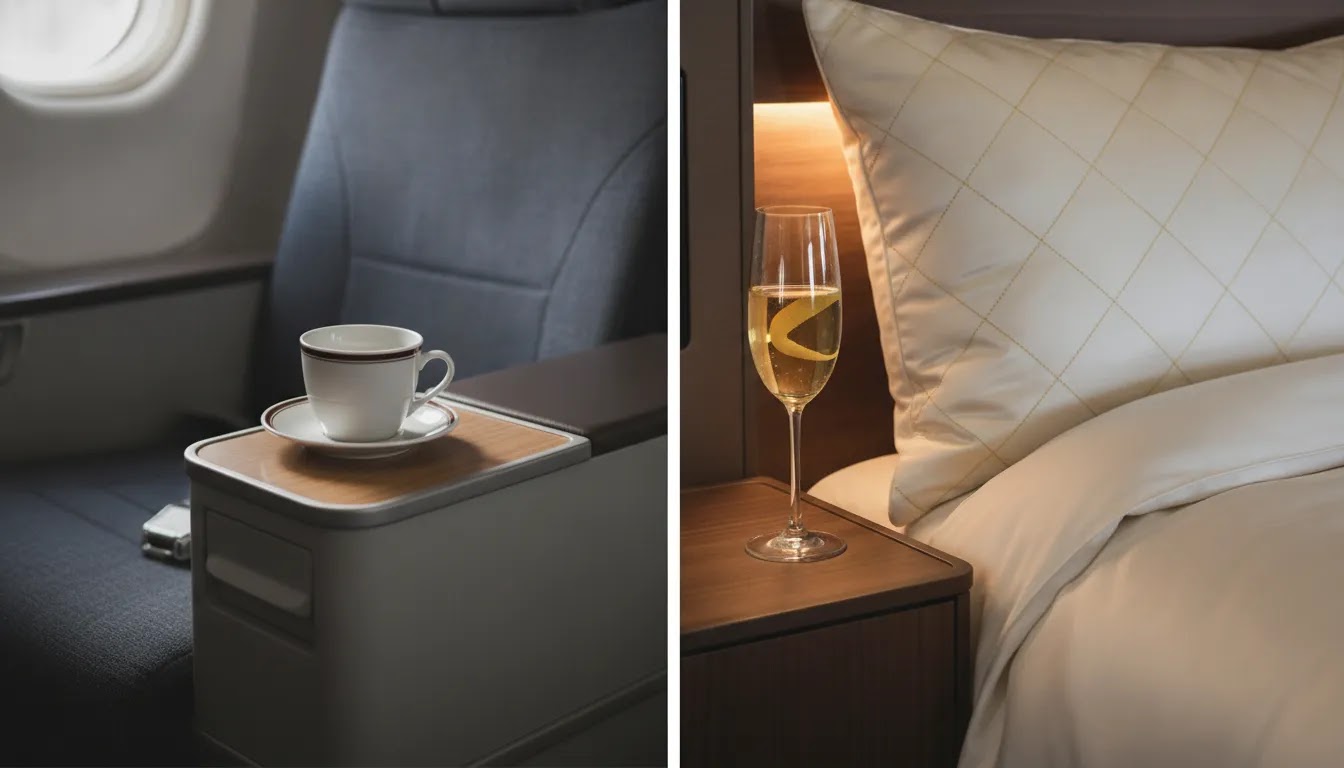 What is first class flight meaning comparison showing domestic and international first class details
