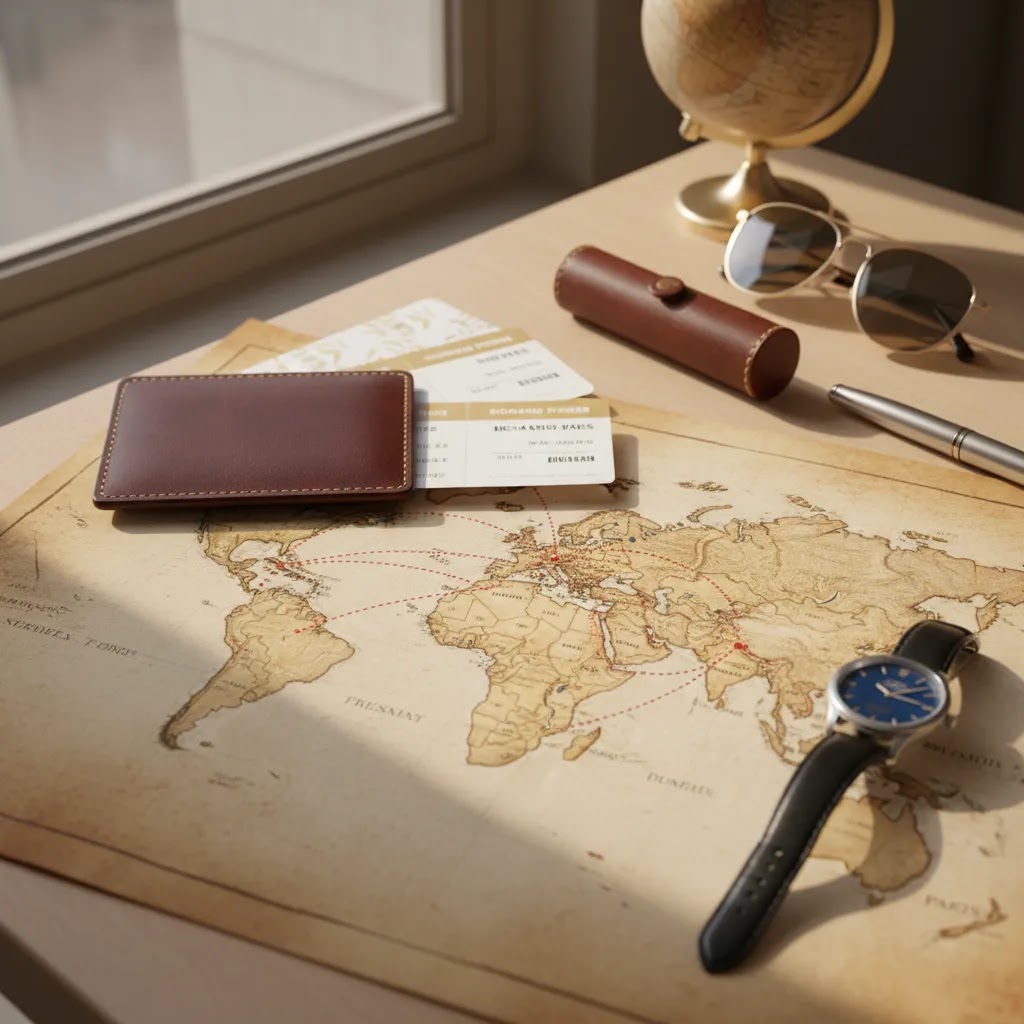 First class flight to Singapore route planning with premium travel accessories and global gateway connections