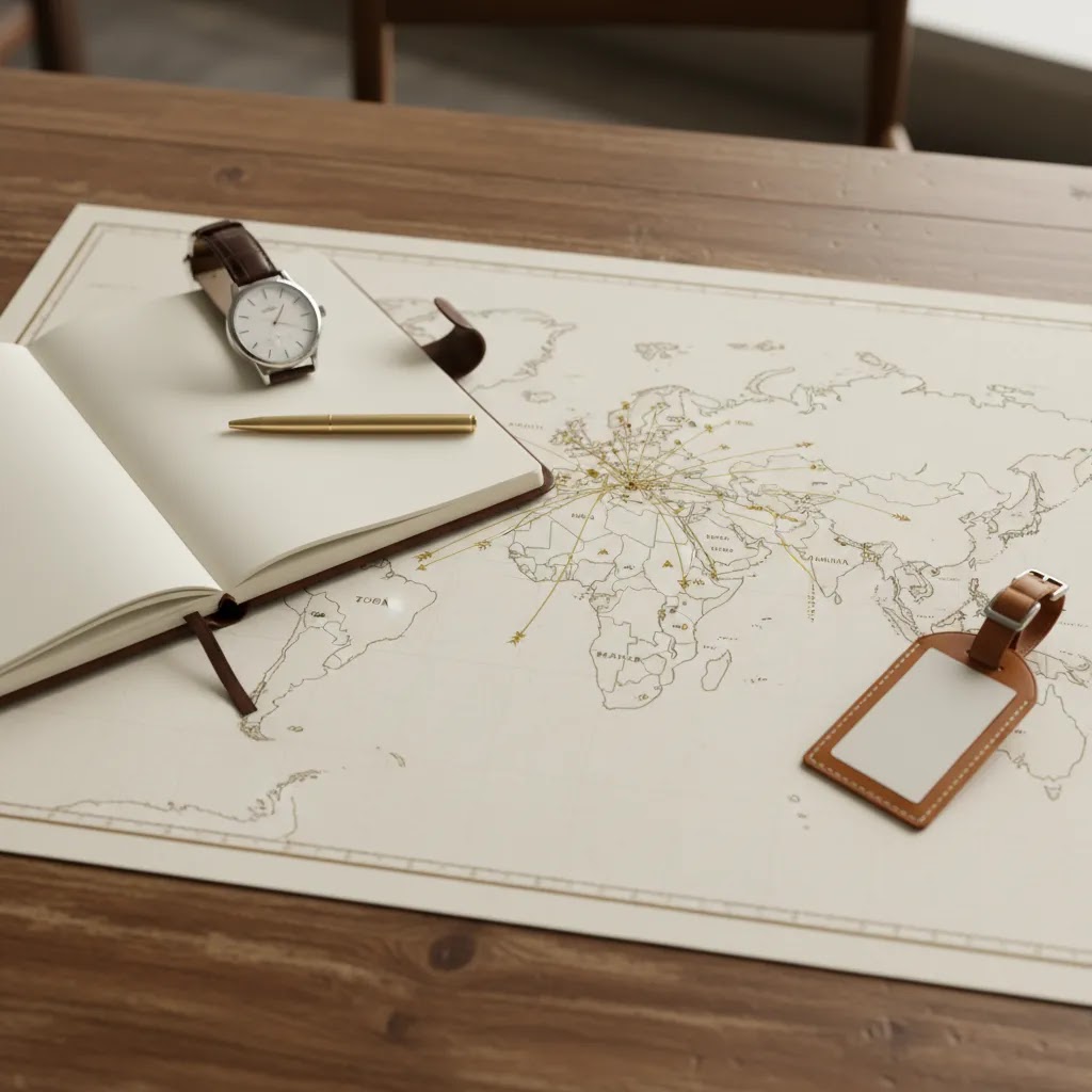 Route planning visual for first class flight to the Philippines via major gateway hubs