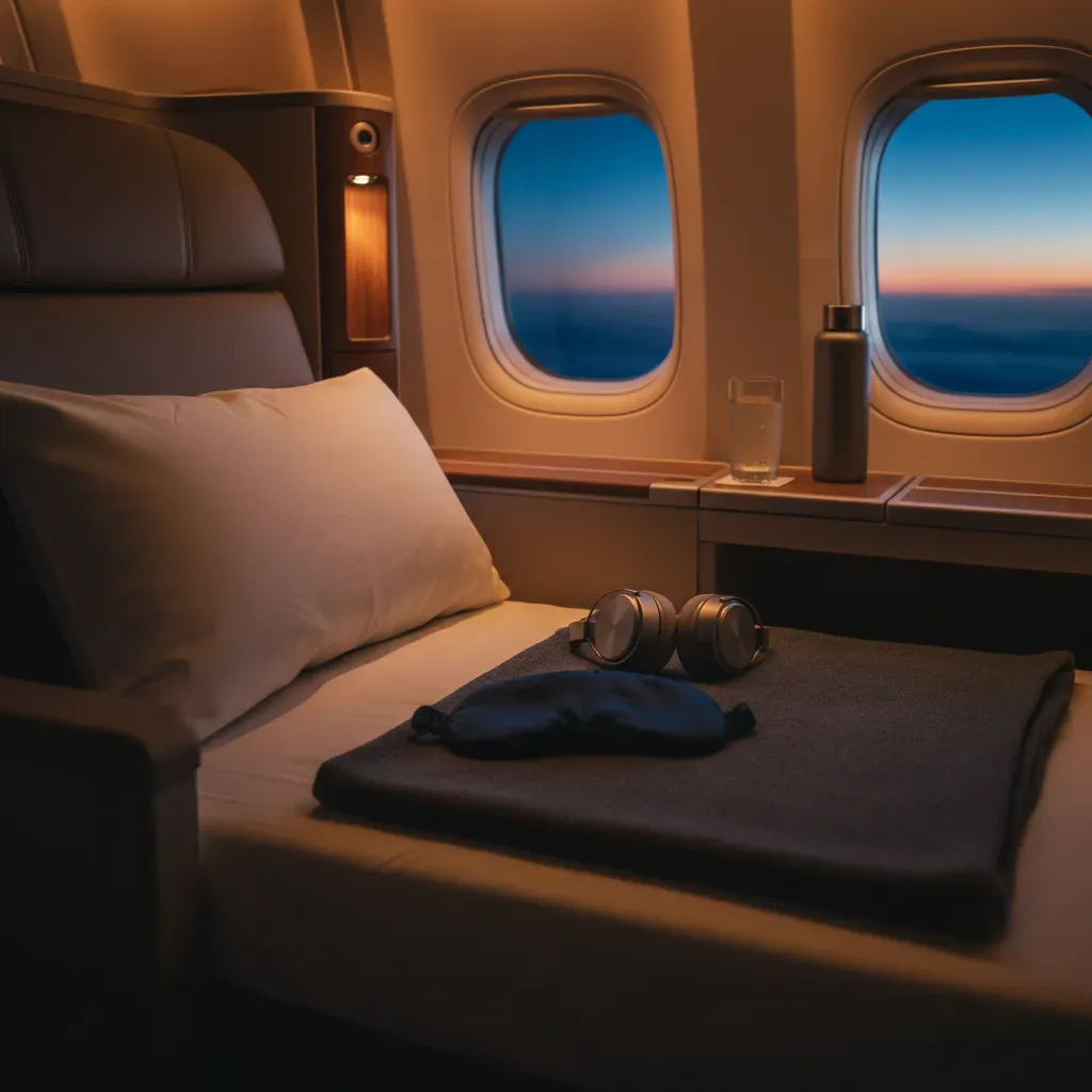 First class flights to Singapore overnight suite bed setup for restful long-haul sleep
