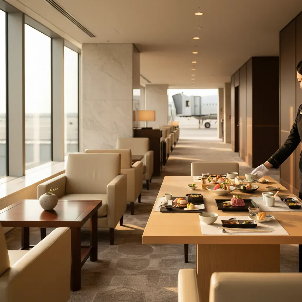 First class tickets to Japan with premium lounge dining and exclusive ground service experience
