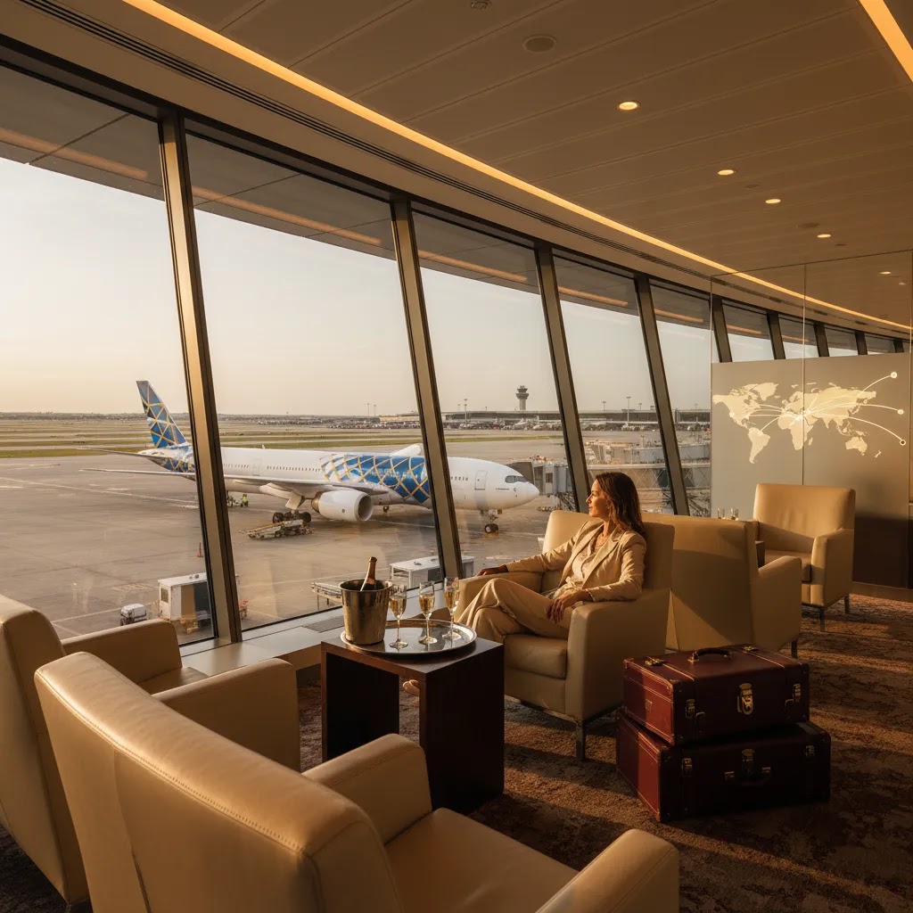 First class to Cairo connection hub lounge with premium airport transfer experience