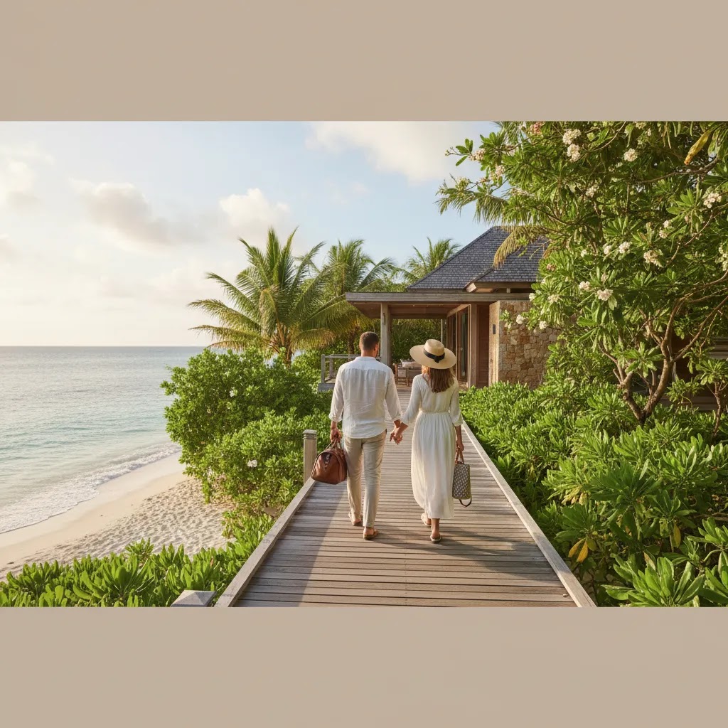 Business class to Seychelles for honeymoon and luxury leisure travelers arriving at island resort