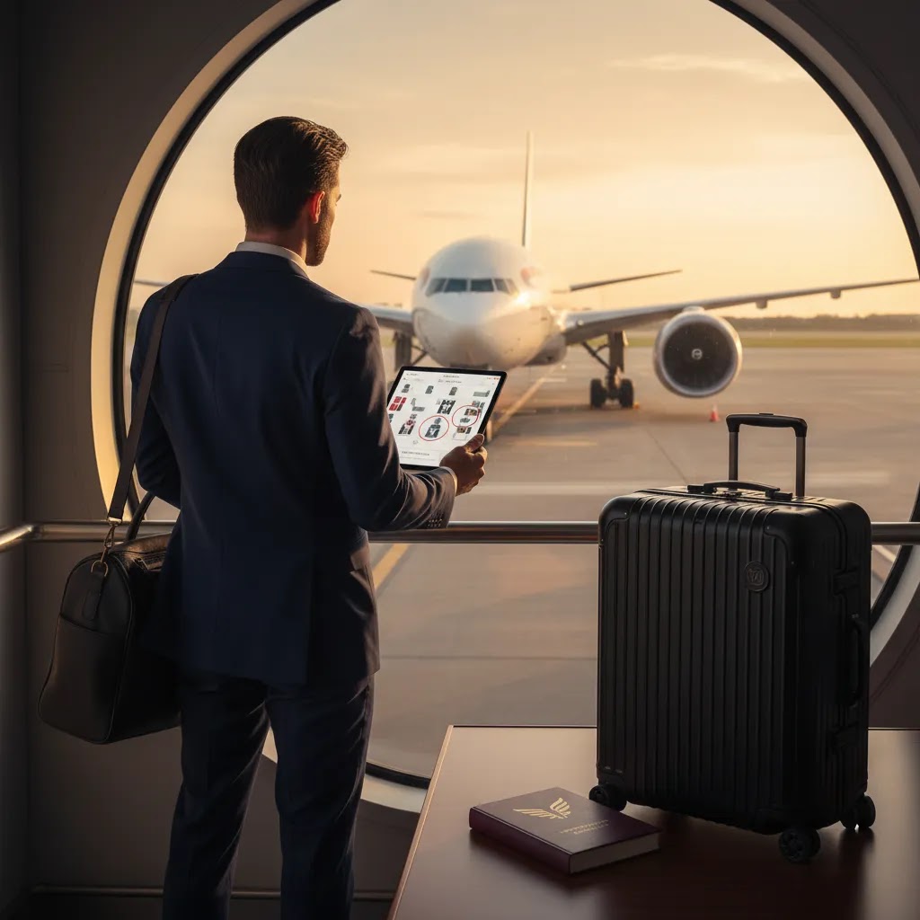 British Airways business class flight selection concept with Boeing 777 style aircraft