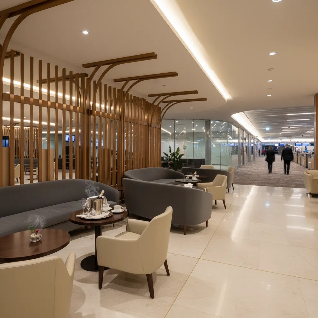British Airways business class Heathrow ground experience with premium lounge atmosphere