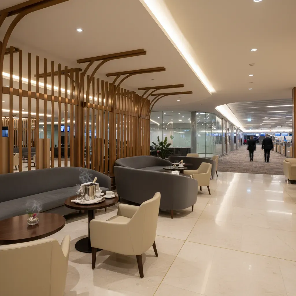 Heathrow lounge setting for first class British Airways ground experience