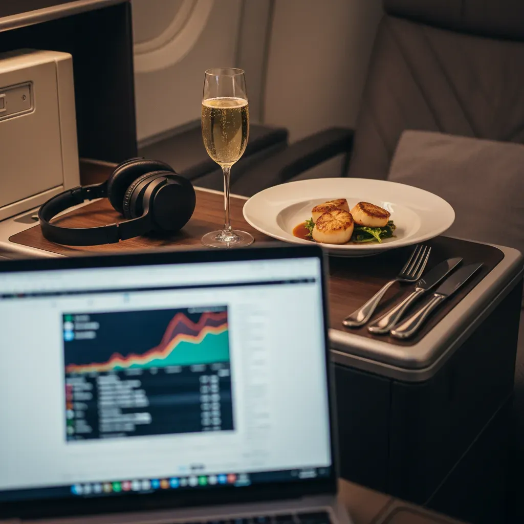 Business class sale value evaluation with premium cabin dining and amenities detail