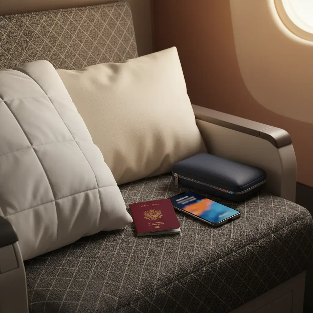 Getting cheap business class shown through business class seat and amenity verification detail