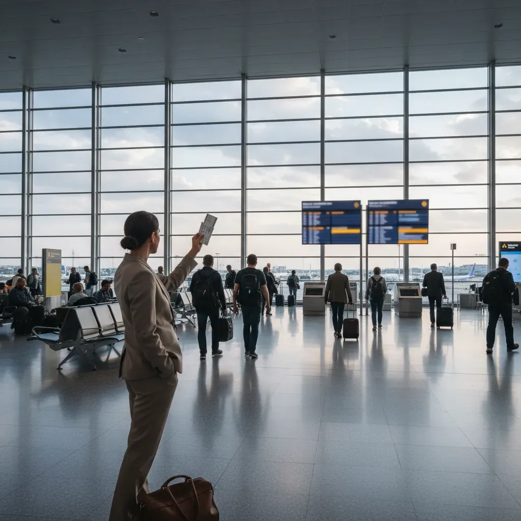 One way business class Europe to US airport connection strategy with premium transfer and lounge access