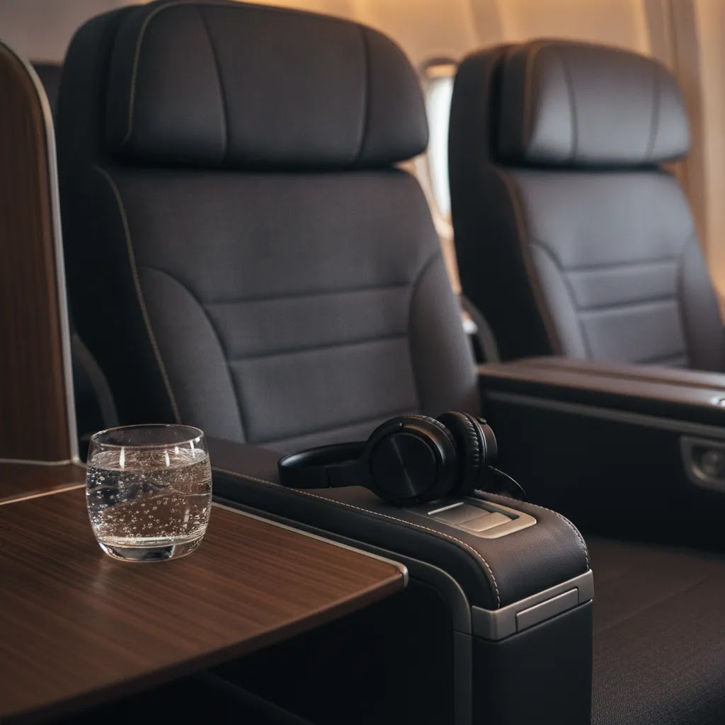 Premium alternative seat detail instead of first class on U.S. airlines