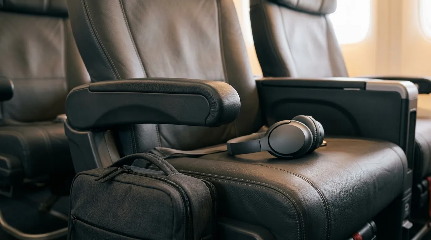 Delta First Class benefits represented by a wider premium domestic seat and early boarding convenience