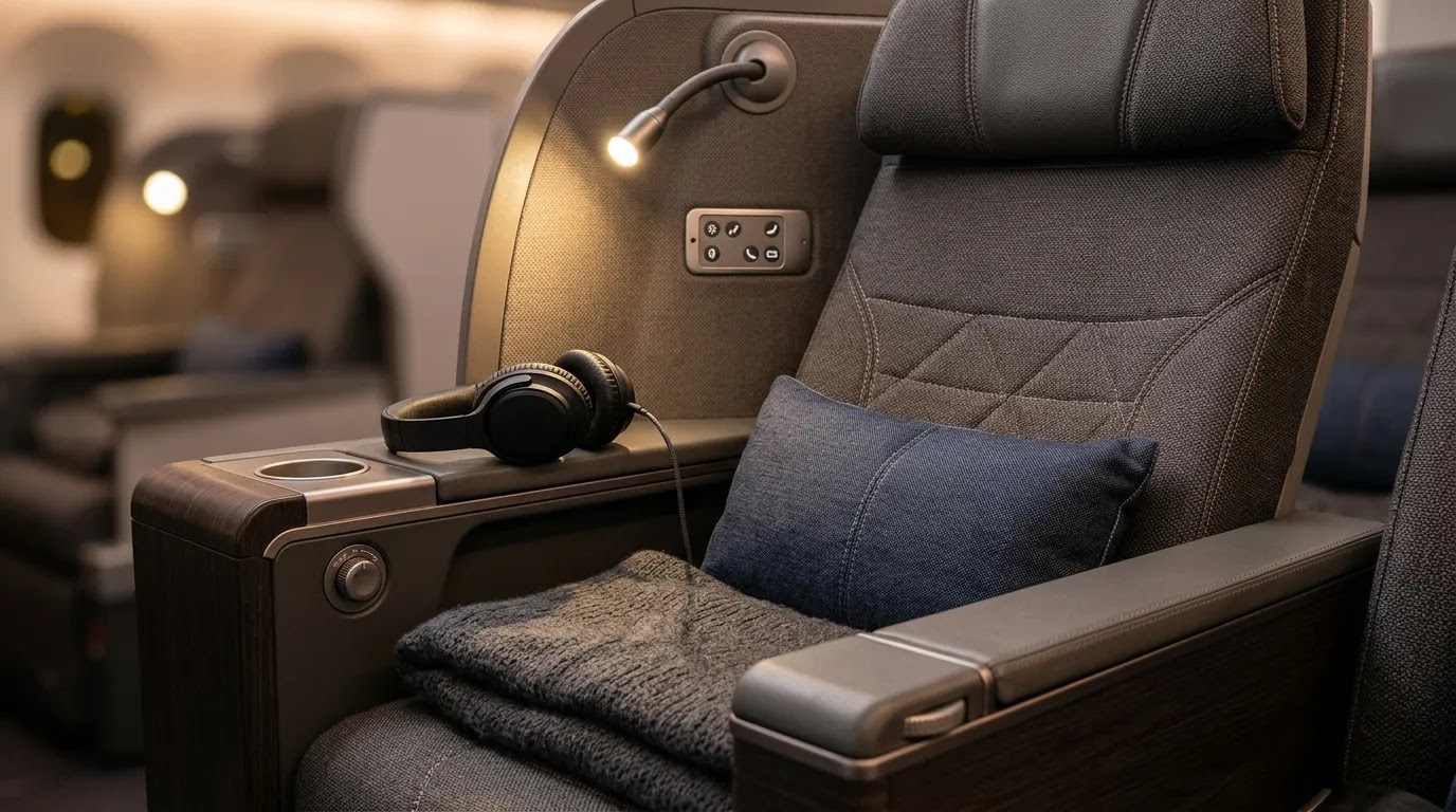 Delta Premium Select vs Comfort Plus comparison highlighting premium economy seat comfort and refined cabin features