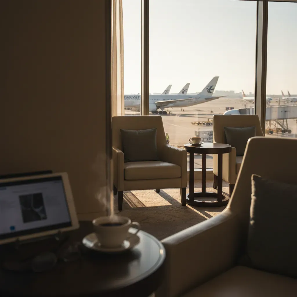 Business class flights from Denver lounge experience before international connections