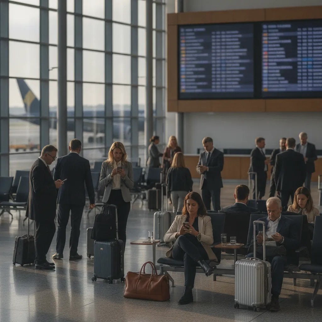 SAS premium economy review image showing airport gate experience for Europe and U.S. routes