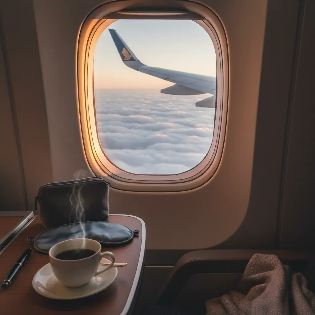 Singapore Airlines business class dining service with premium meal presentation and refined inflight experience