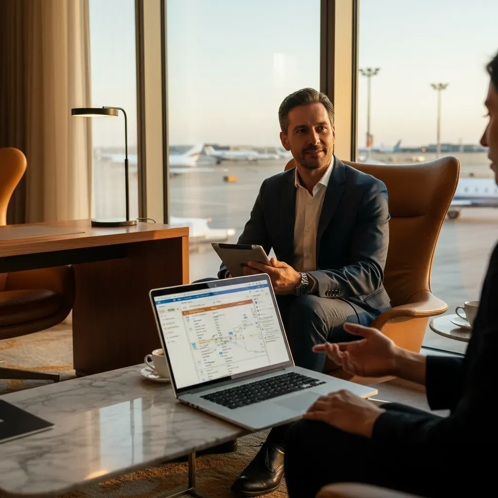 Personalized support for buy business class tickets in an airport lounge