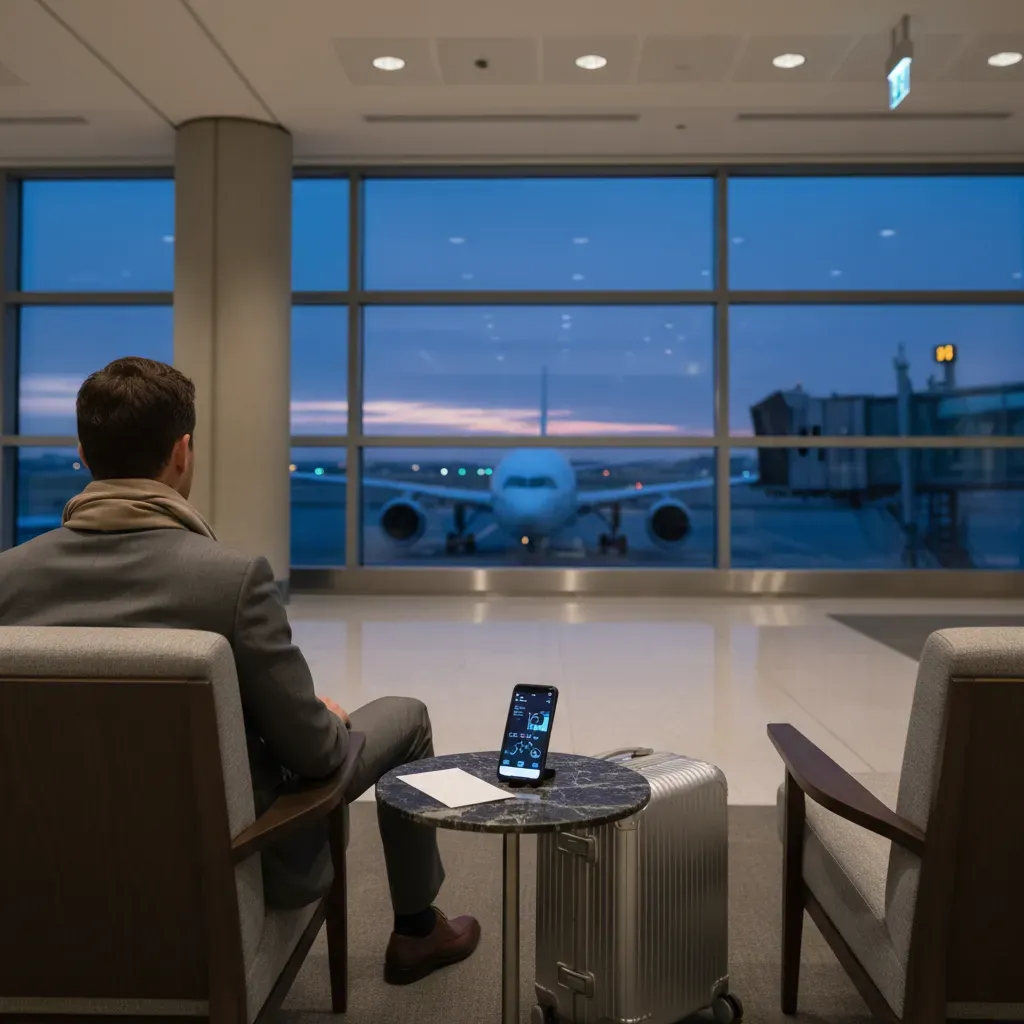 Airport planning scene for emirates business class ticket price research and route comparison