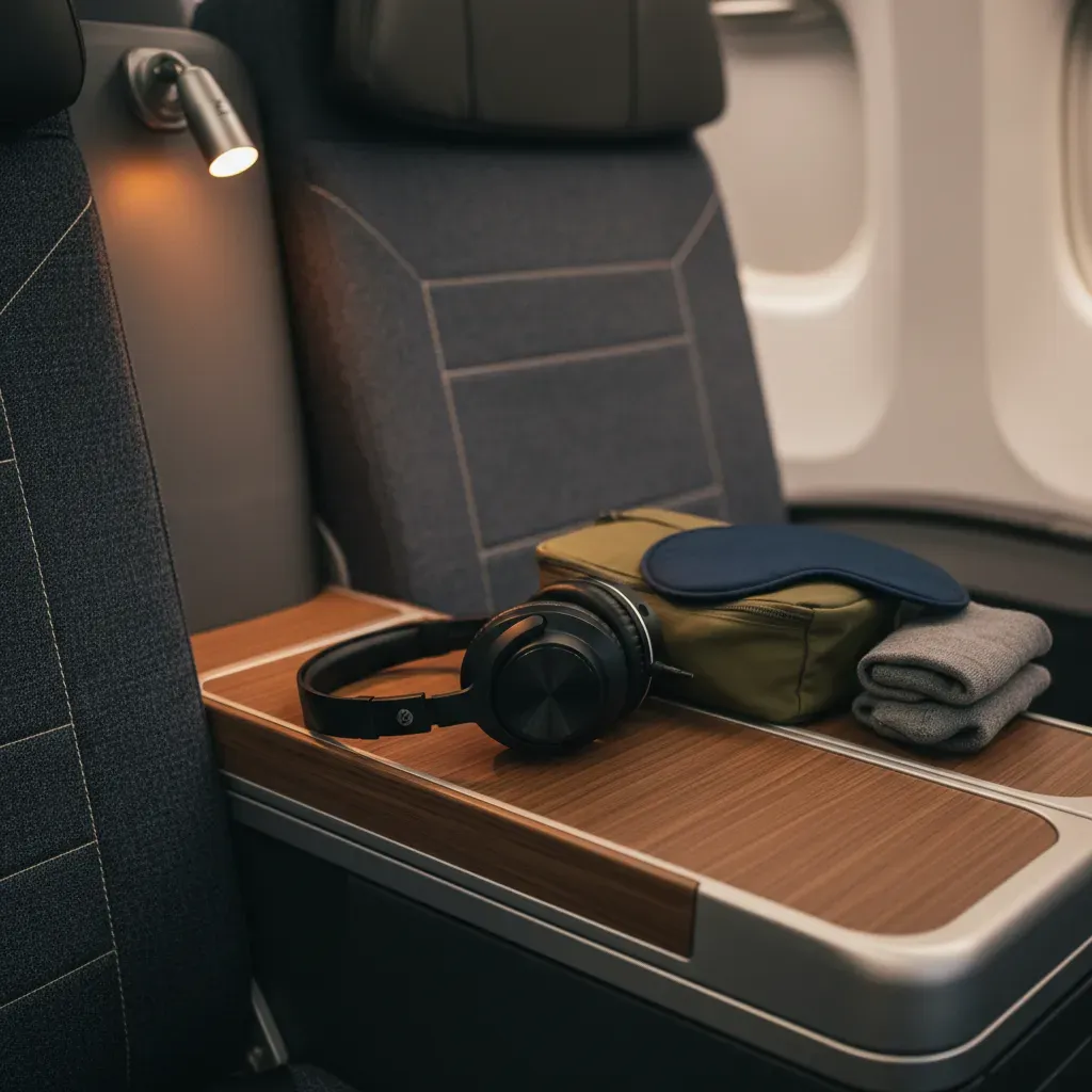 Most affordable business class to Europe shown through realistic premium seat and amenity details