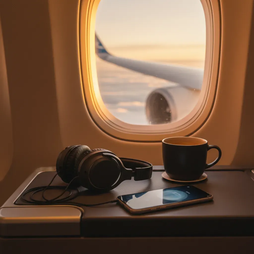 Last minute vs advance business class booking illustrated with a premium cabin detail and fare monitoring concept