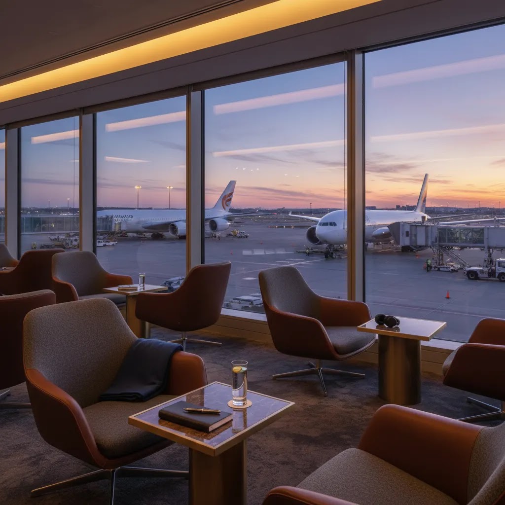 First class flights to Hong Kong from major international gateways with premium airport lounge setting