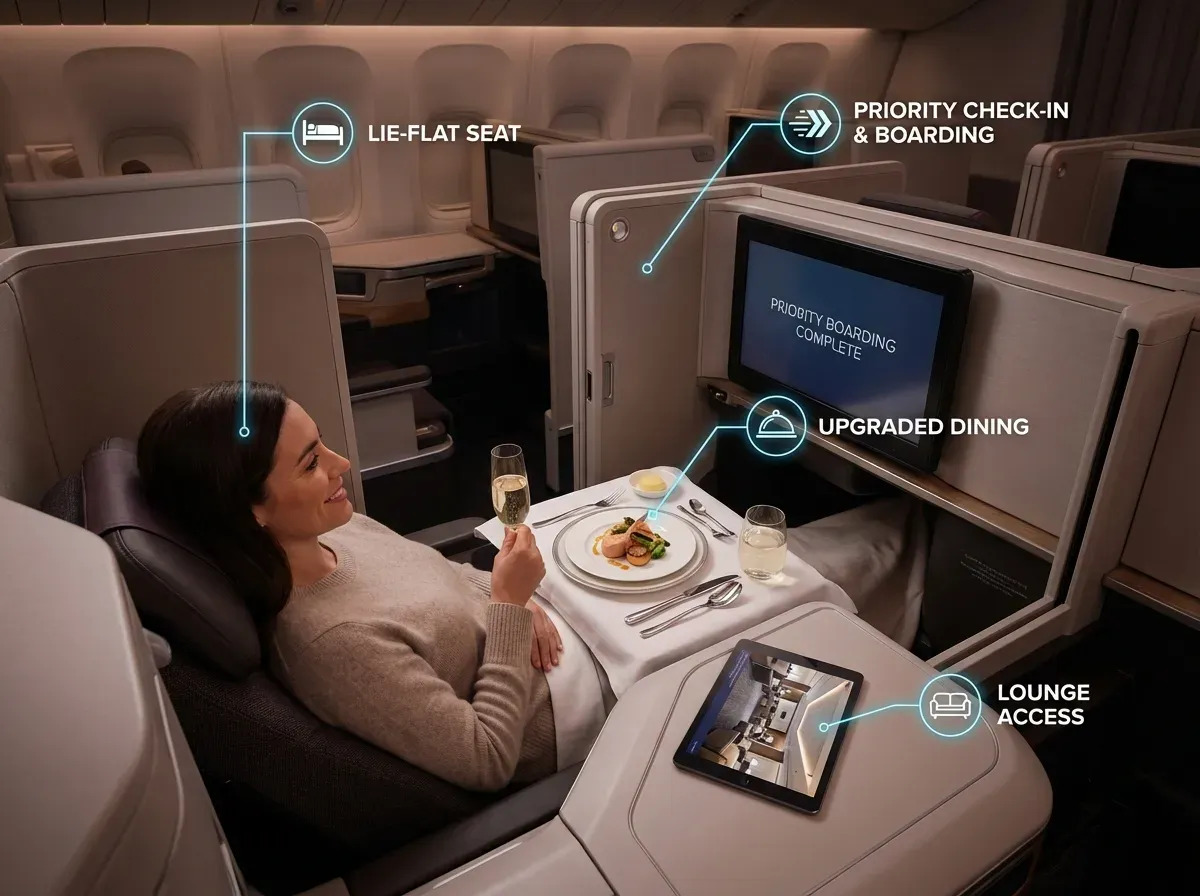 what business class to europe includes