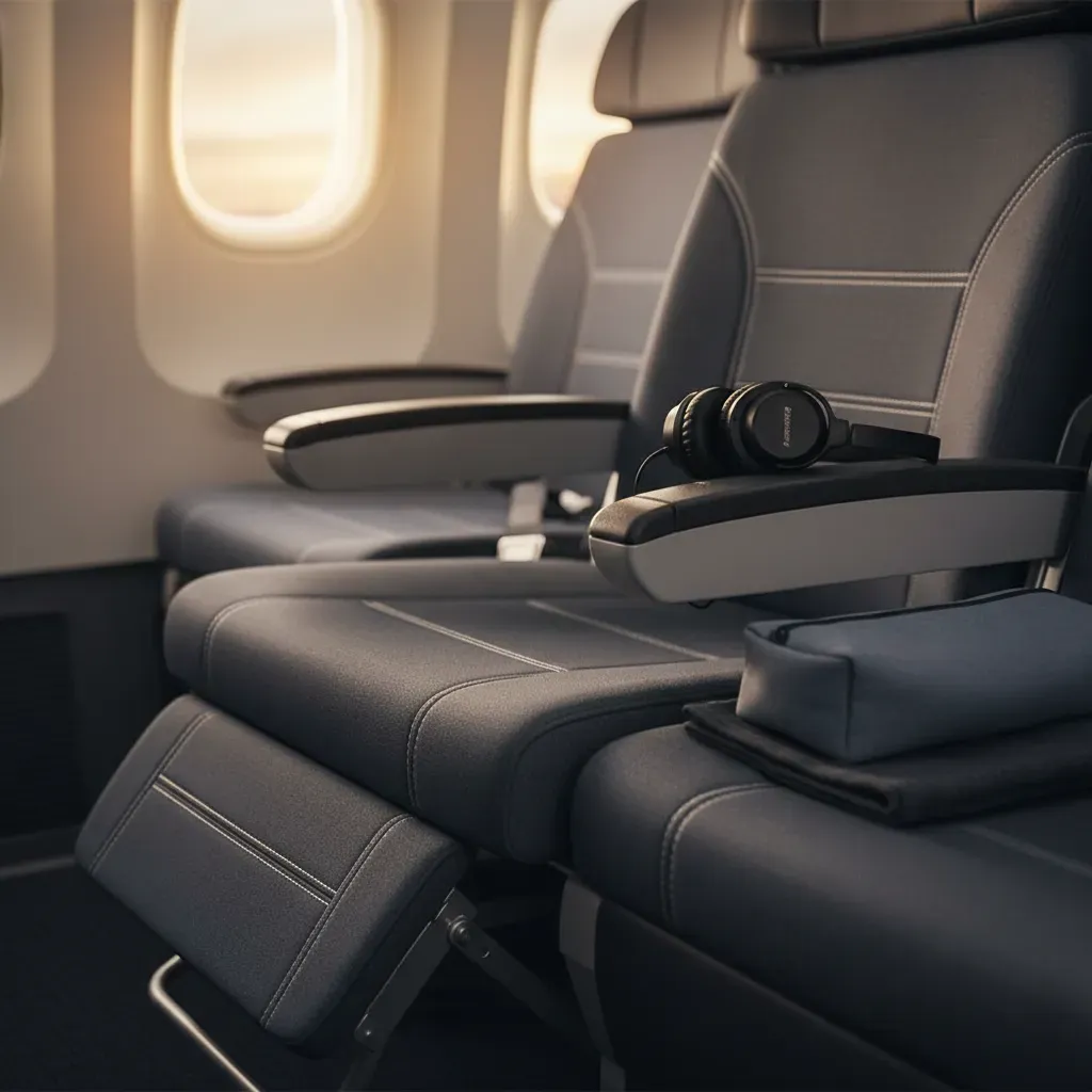 What is Delta Premium Select seat features including recline leg rest and extra space in premium economy
