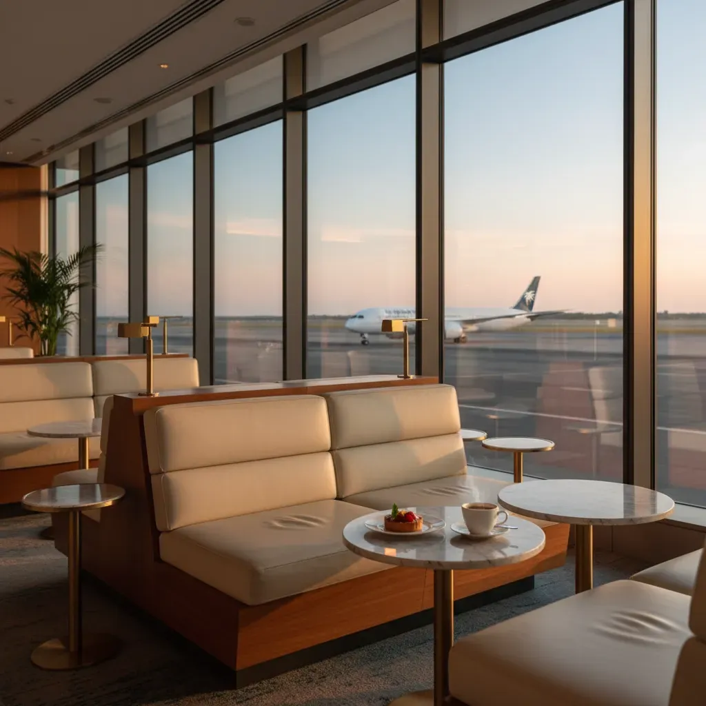first class flights to caribbean lounge experience with runway view and premium seating