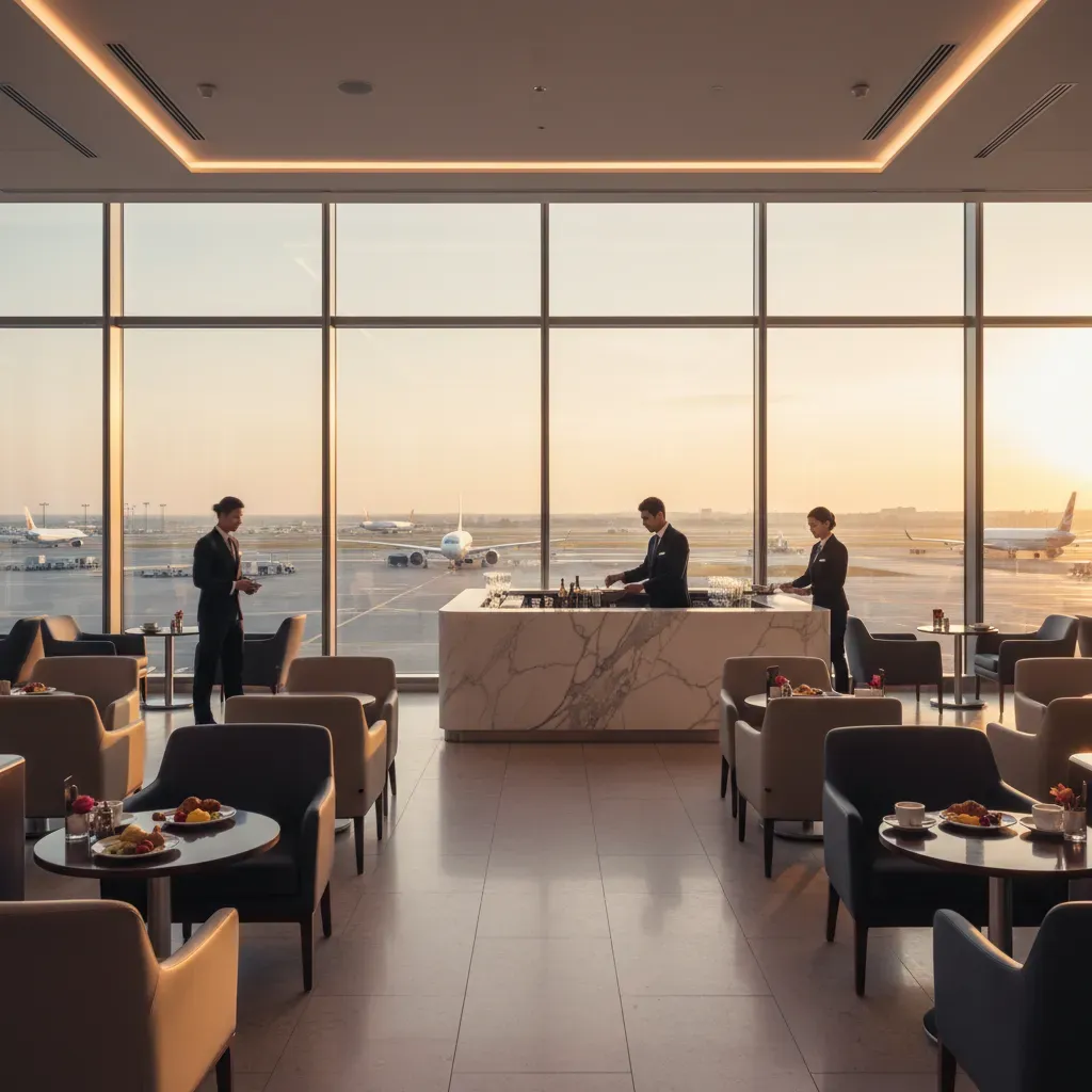 Average first class ticket price international represented by premium airport lounge experience
